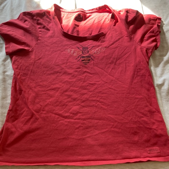 Life Is Good Tops - Life is Good Women’s Red T Shirt with a aber detail saying Life is Good Size XL